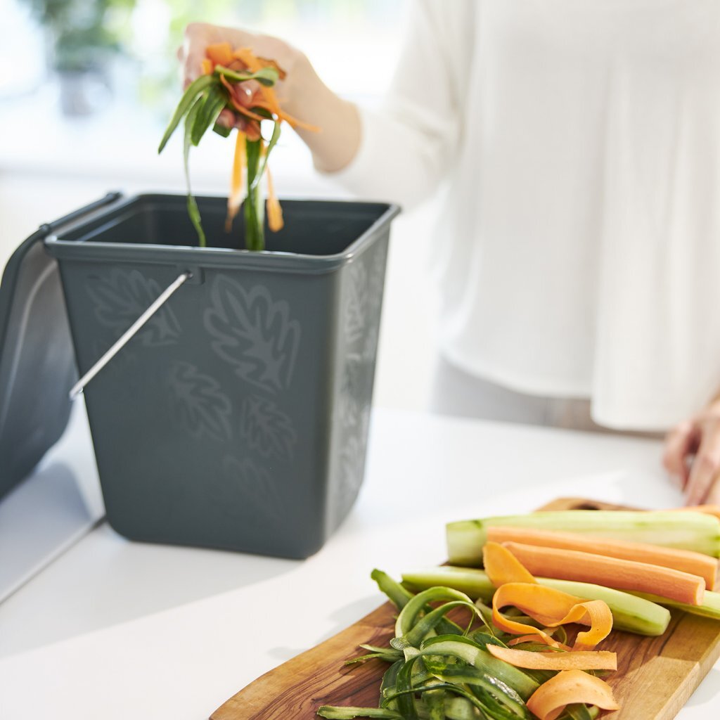 Rotho green waste bin 7l dark green