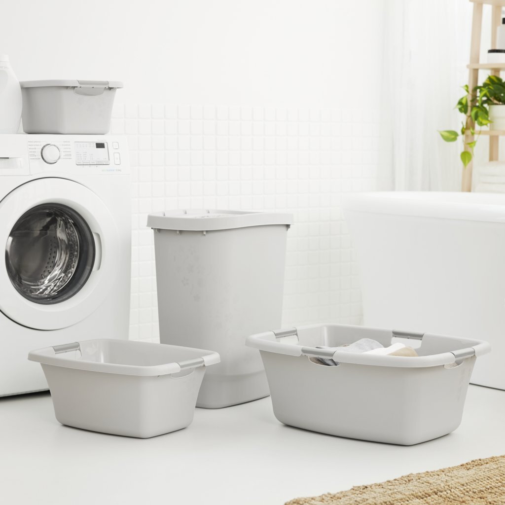 Rotho flowers laundry basket 12l cool gray