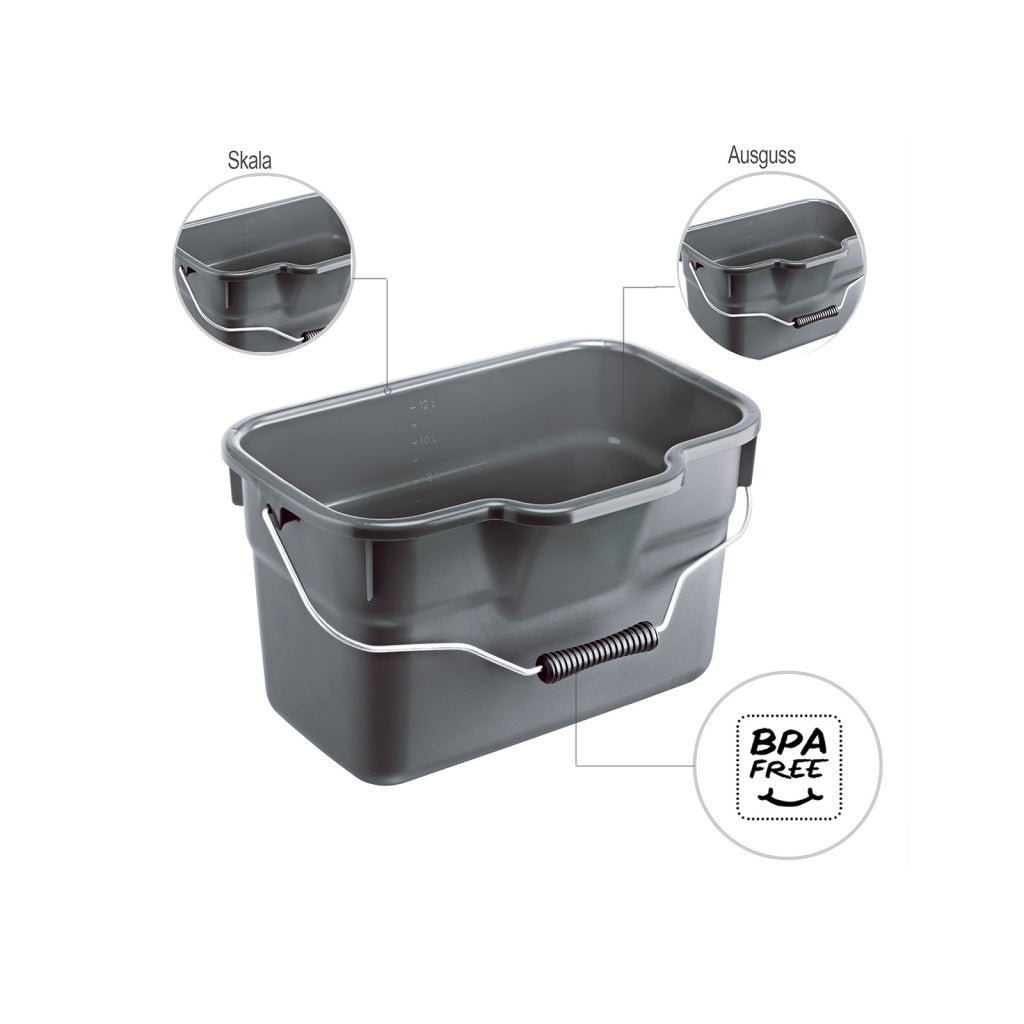 Rotho basic rectangular bucket 12l anthracite