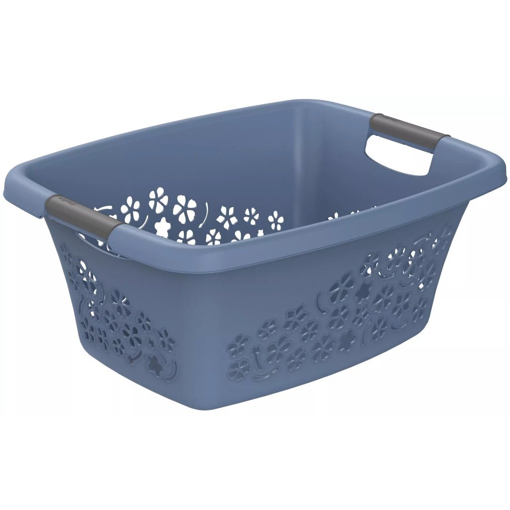 Rotho flowers laundry basket 25l horizon blue