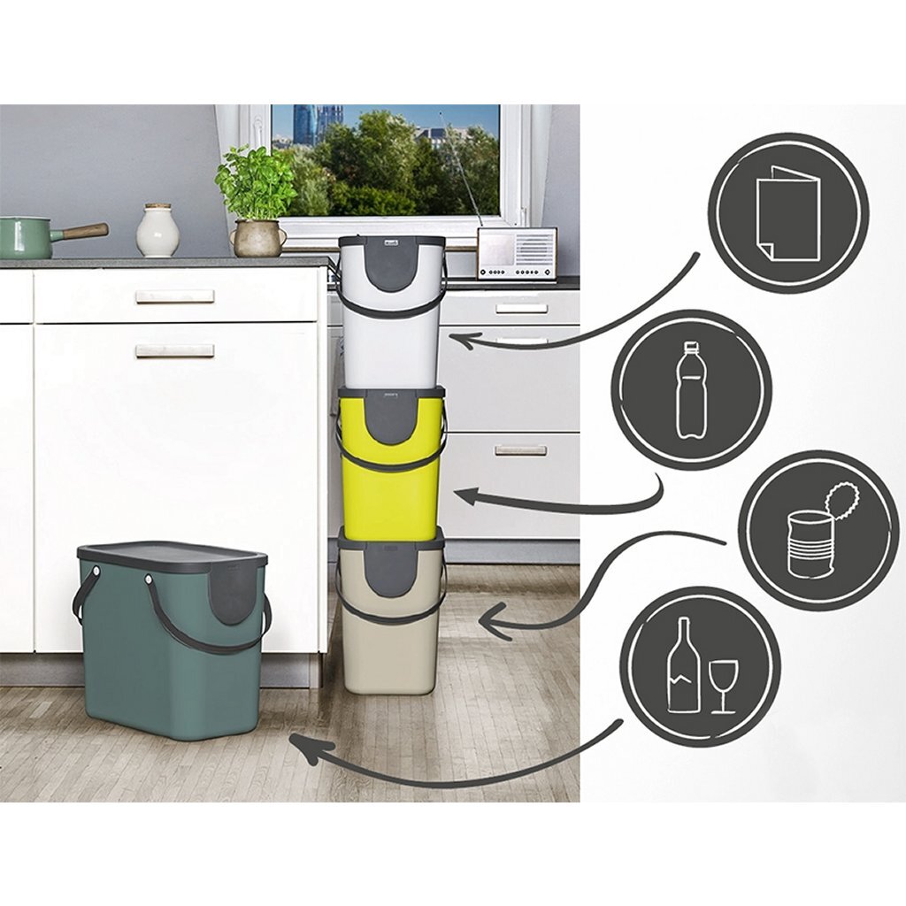 Rotho Albula Séparation des déchets Spread Bin 25L Mistletoe blanc