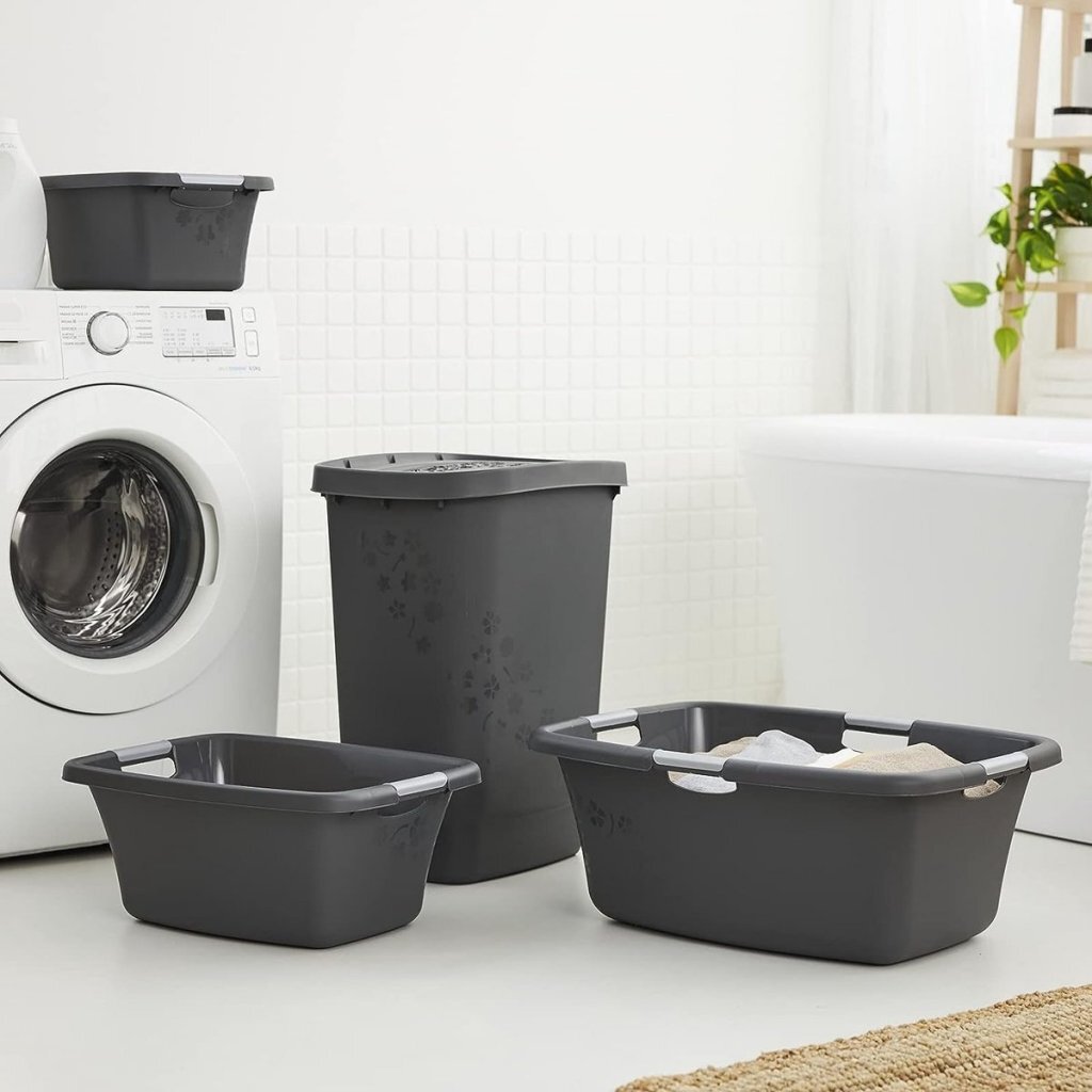 Kôš na bielizeň Rotho flowers 12l antracit