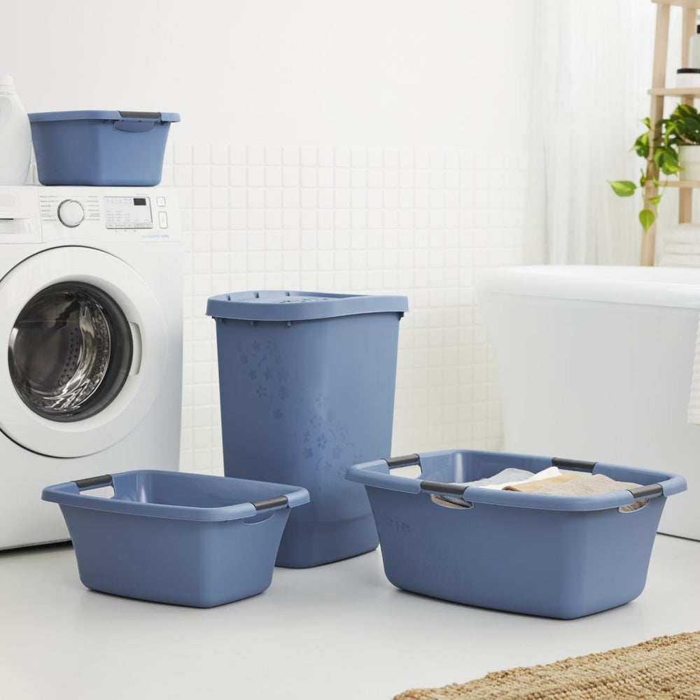 Rotho flowers laundry basket 25l horizon blue