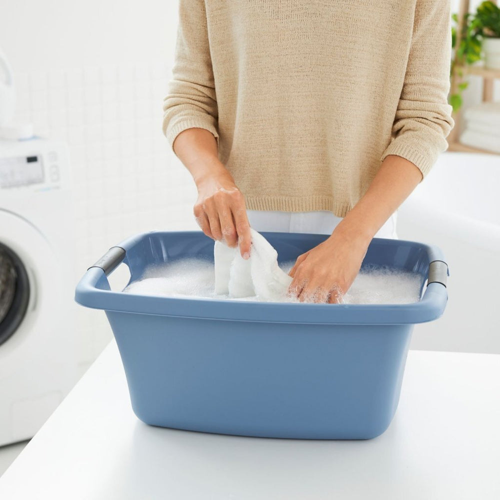 Rotho flowers laundry basket 25l horizon blue