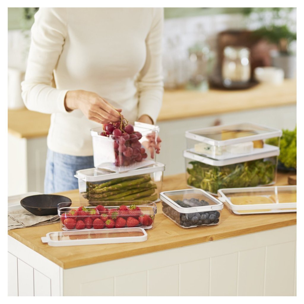 Rotho cauma koelkastorganizer 4.65l wit transparant