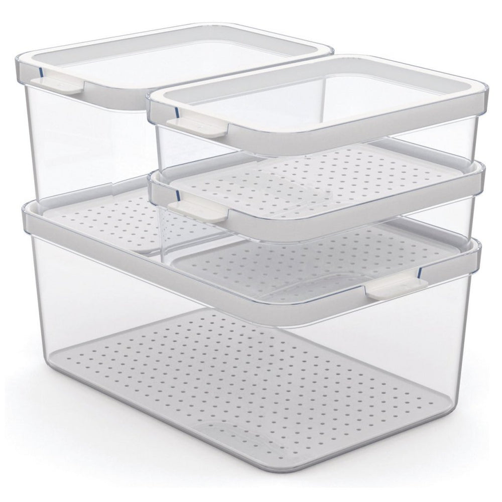 Rotho cauma set refrigerator organizer 4.65l + 2.15l + 2x 1.2l transparent