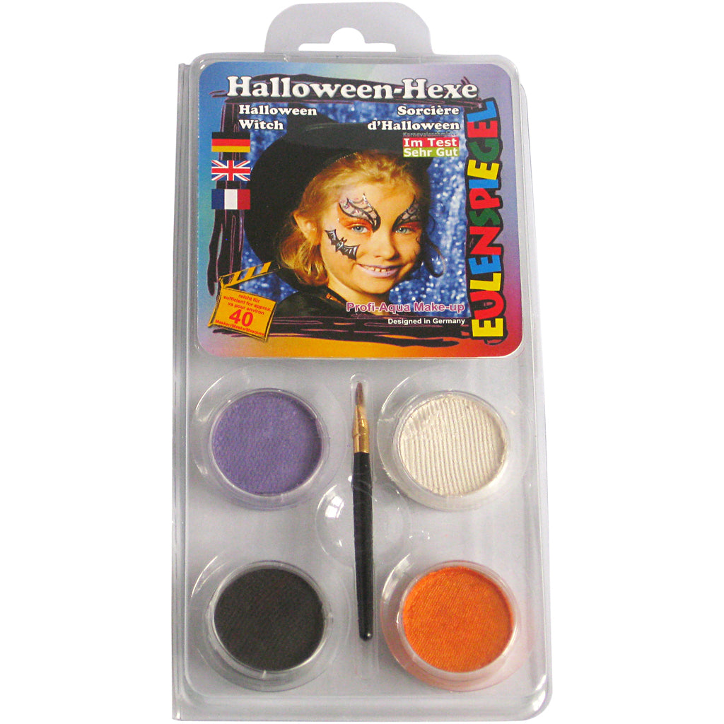 Eulenspiegel make-up - motif set, Halloween witch, various colors, 1 set