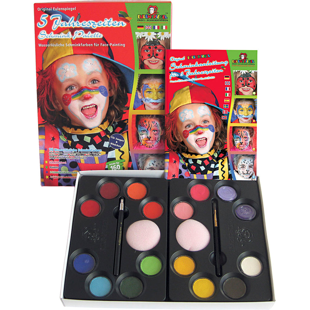 Eulenspiegel make-up set with step-by-step, various colours, 1 set