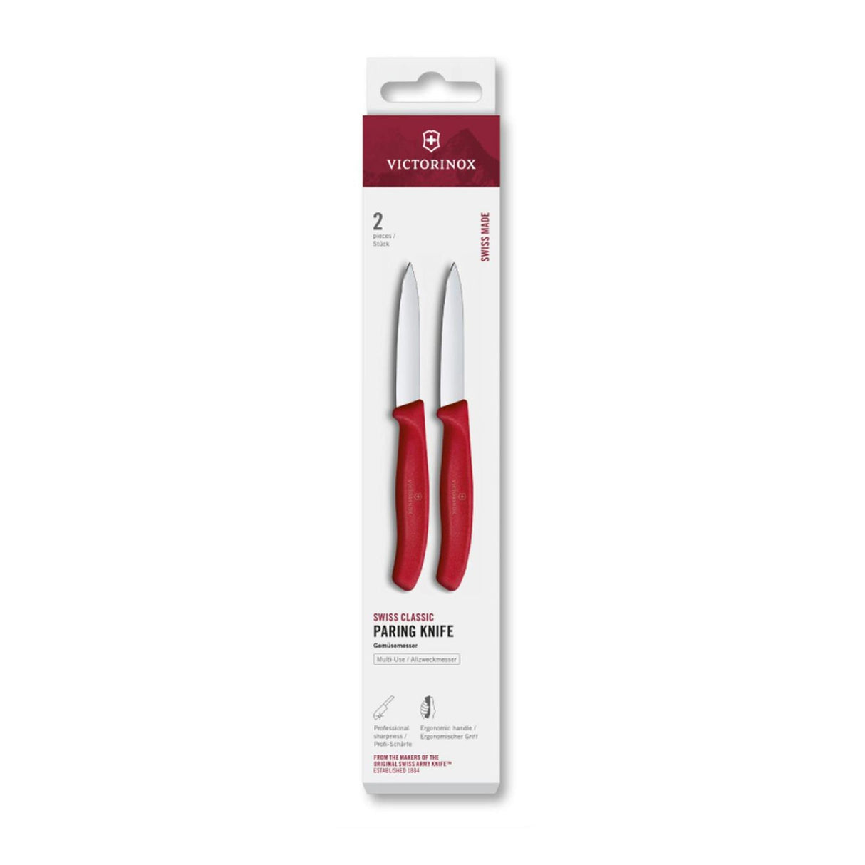 Victorinox loupací nůž 2 ks hladký 8cm červený