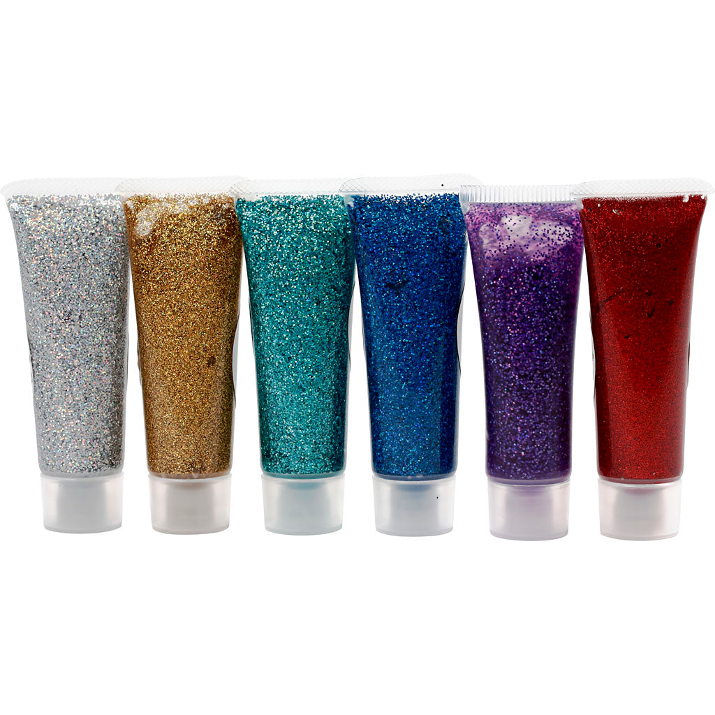 Eulenspiegel glitter gel, various colors, 6x18 ml 1 box