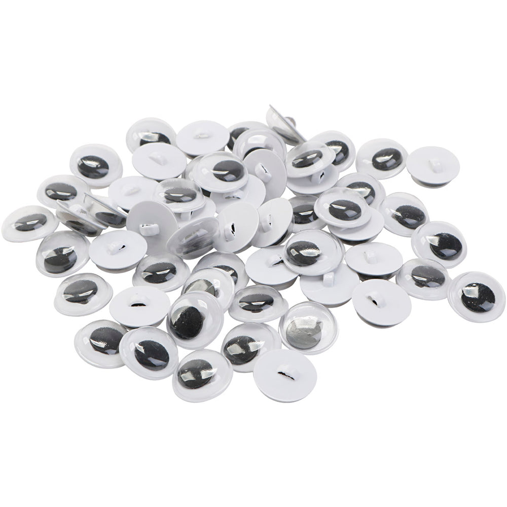 Creativ company wiggly eyes, sew on, size 10 mm, 50 pairs, 100 pieces 1 bag