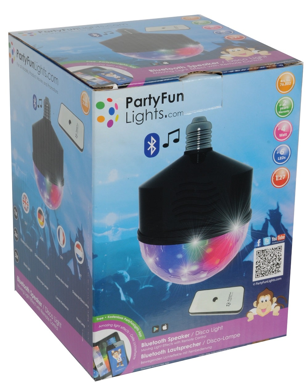 Kotronic PartyFun Lichter Diskobol mit Bluetooth und Lautsprecher