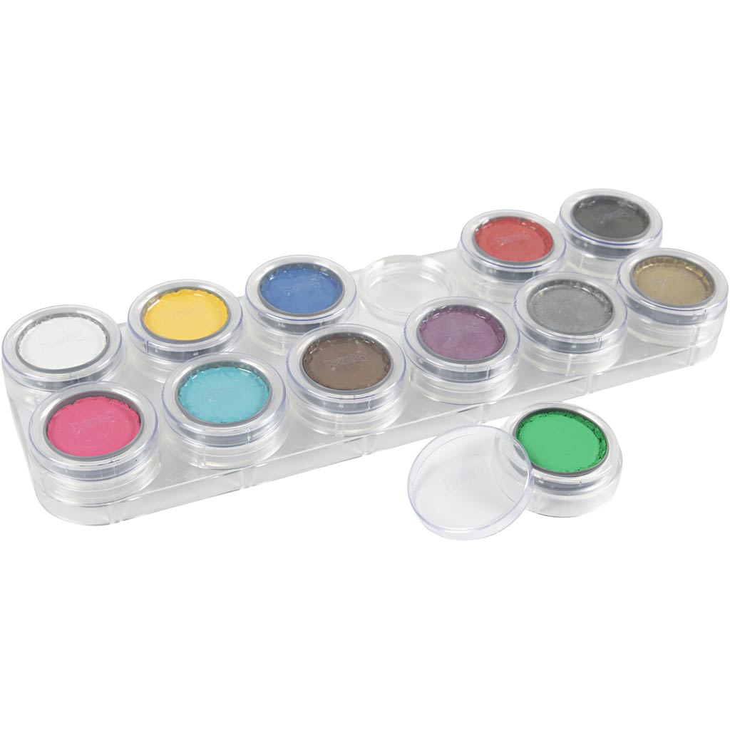 Grimas make-up palette, various colours, 12 x 2.50 ml, 1 piece