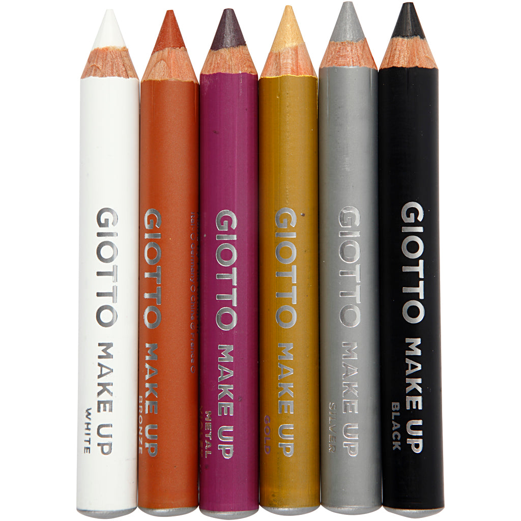 Giotto make-up pencils, l: 9 cm, extra colours, 6 pieces 1 box
