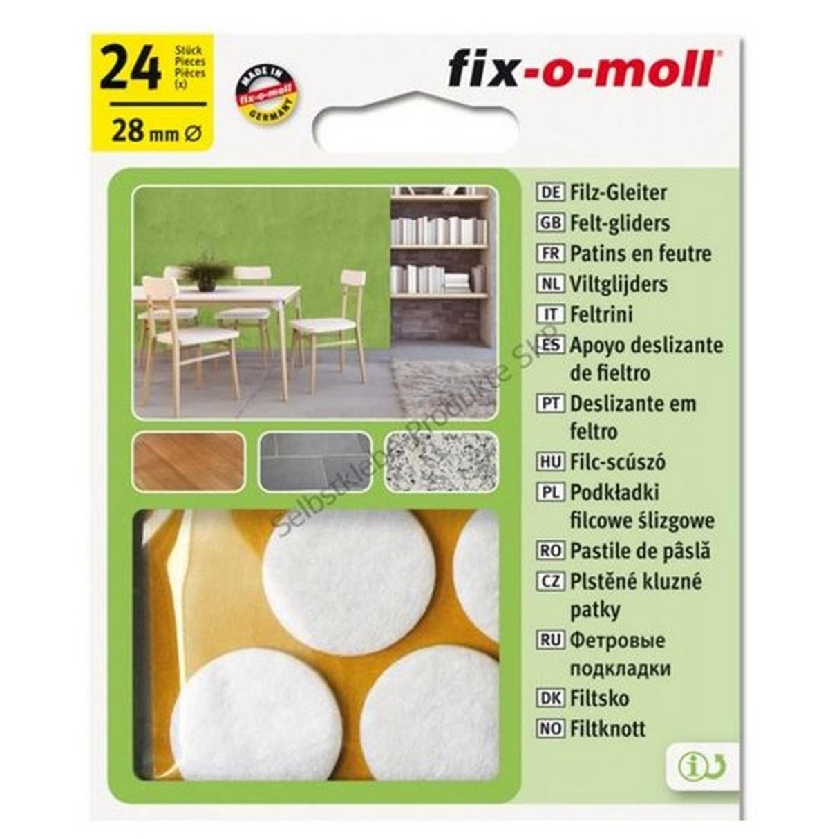 Fix-o-moll viltglijder ø28mm wit
