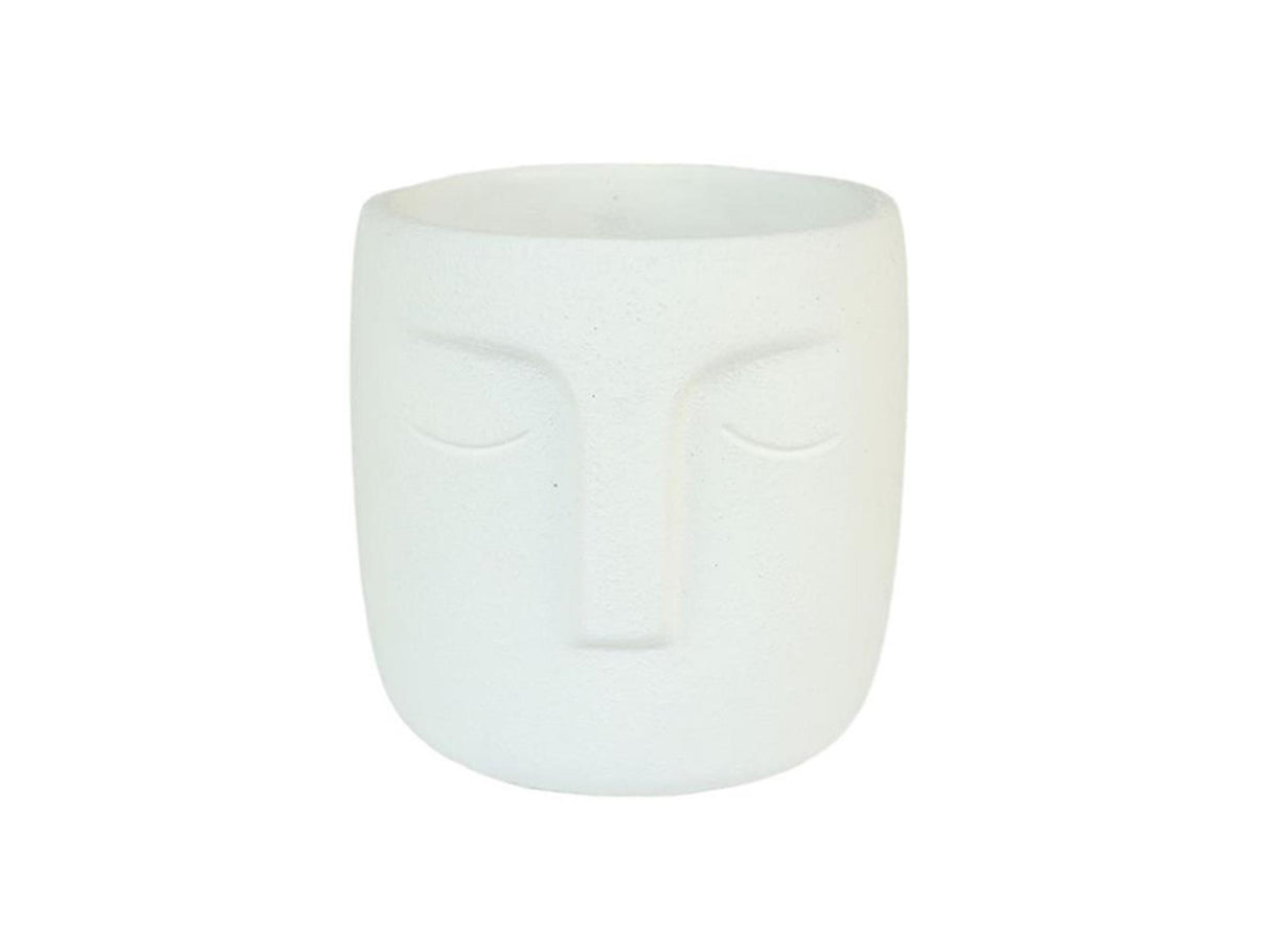 HBx naturlig levende urtepotte dongo med ansigt h14,8cm hvid