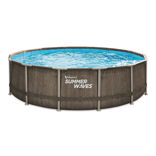 Onde estive piscina telaio d'élite 427 x 107 cm doppia rattan + pomp.