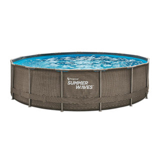Ondas de verano piscina marco activo 457 x 106 cm oscuro doble rattan + filtro pomp