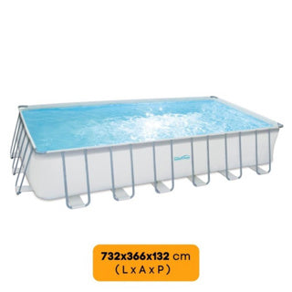 Vagues d'été Piscine Piscine Elite Cadre rectangulaire 732 x 366 x 132 cm + Pompe de filtre de sable
