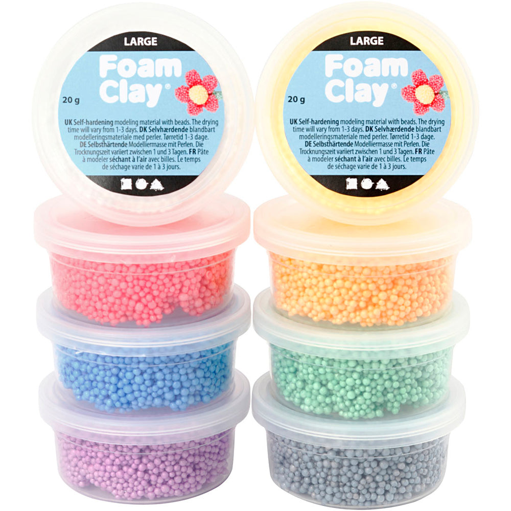 Foam clay large, diverse kleuren, 8x20 gr 1 doos