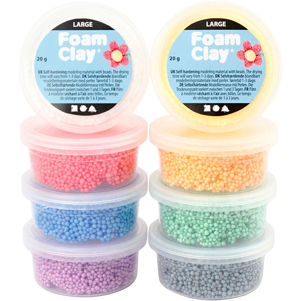 Foam clay large, diverse kleuren, 8x20 gr 1 doos