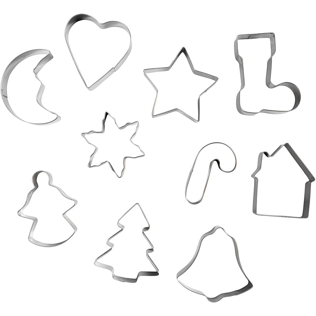 Creativ company cookie cutters, Christmas shapes, size 3-5.7 cm, 10 pieces 1 box