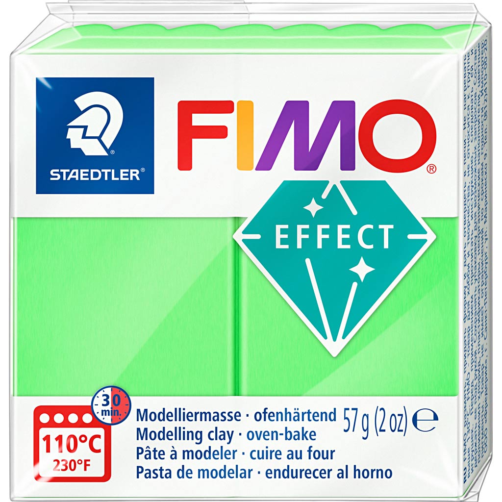 FIMO EFECTO MONTAJE DE CLAY NEON GREEN, 57GR