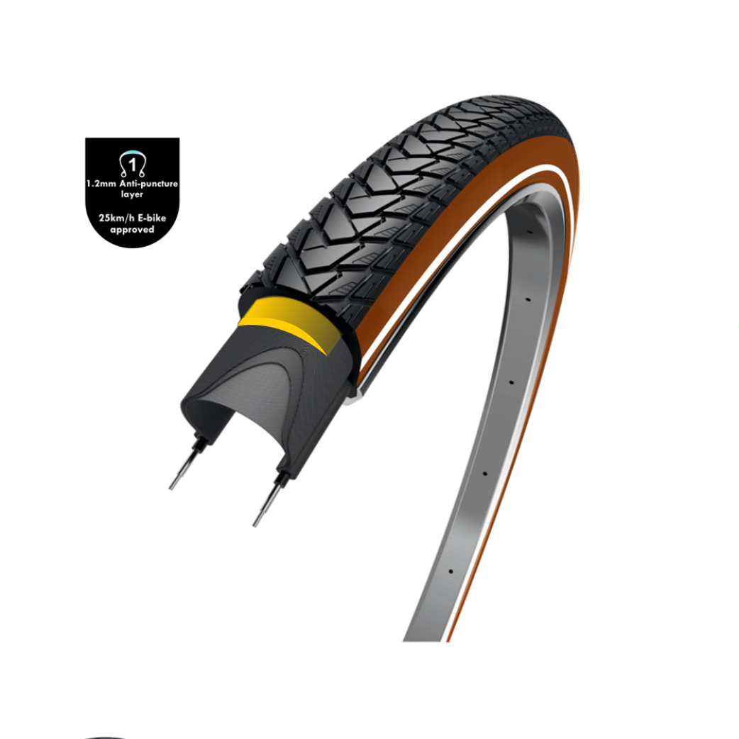 Wolff Traveler (capa antifugio de 1.2 mm), marrón negro con reflejo, 28x1.60, ETRO 42-622