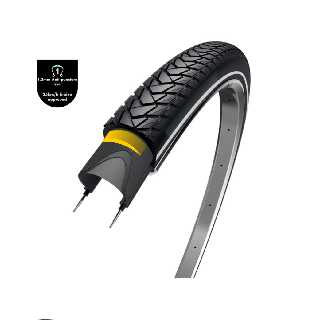 Wolff Traveler (1,2 mm anti-lok bajo), negro con reflexión, 28x1 5 8x1 3 8, ETRO 37-622