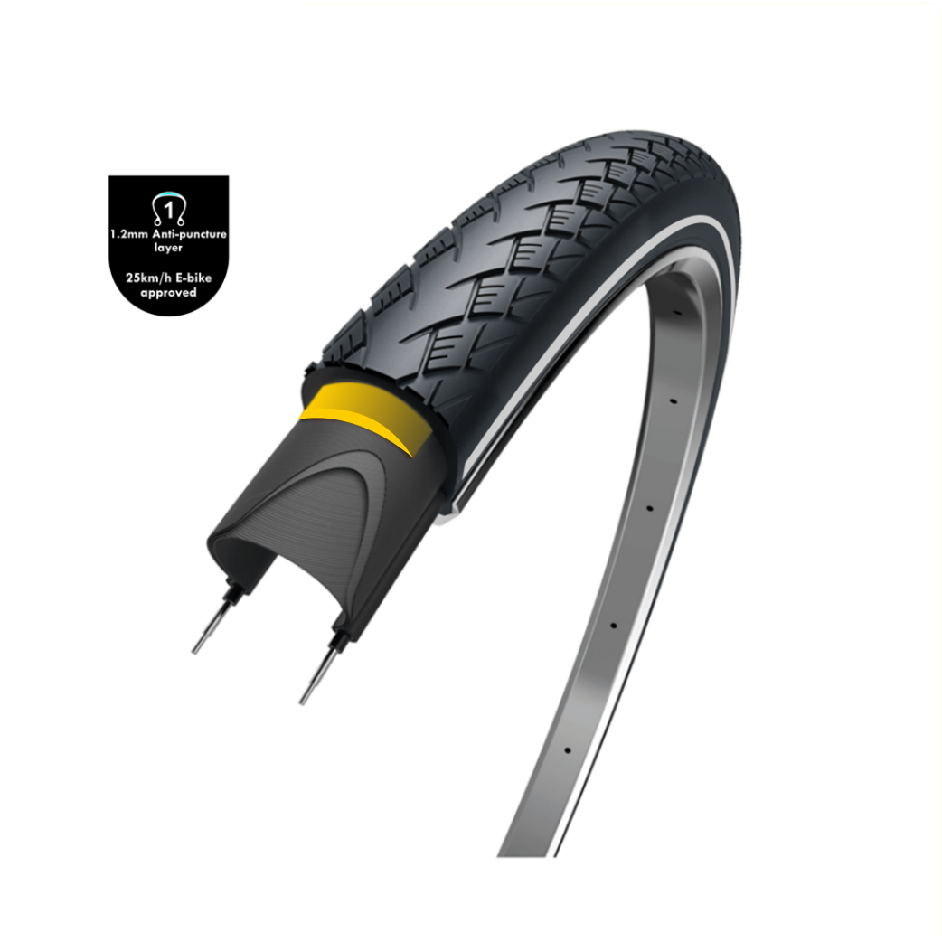 Wolff Metro Elite (capa anti-mojada de 1.2 mm), negro con reflexión, 26x1.75, ETRO 47-559,