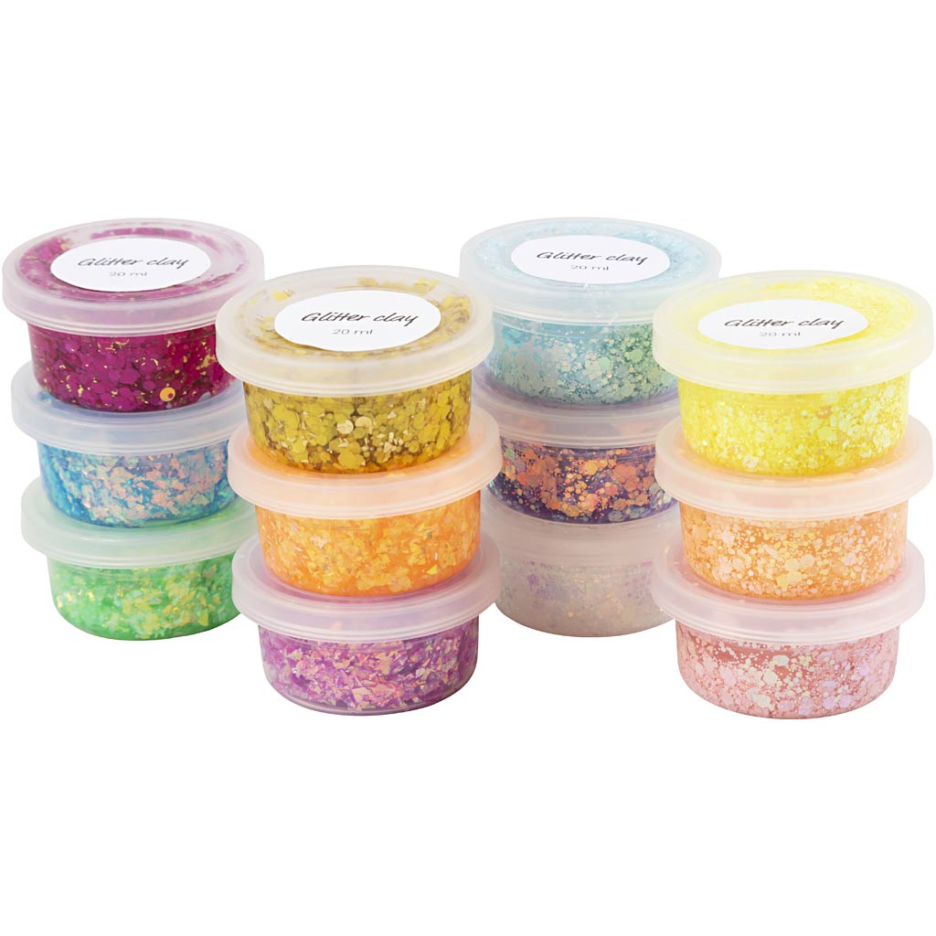 Creativ company glitter clay, various colors, 72x20 ml 1 box