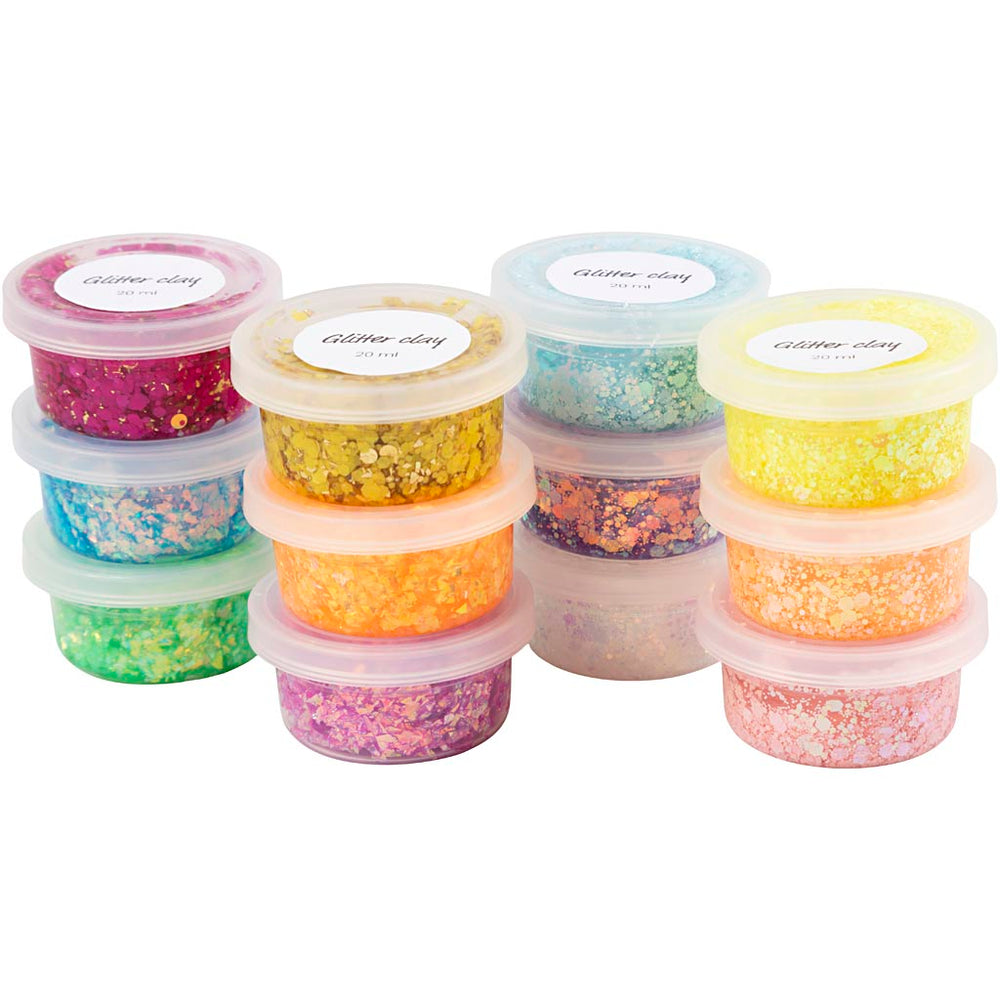Creativ company glitter clay, various colors, 72x20 ml 1 box
