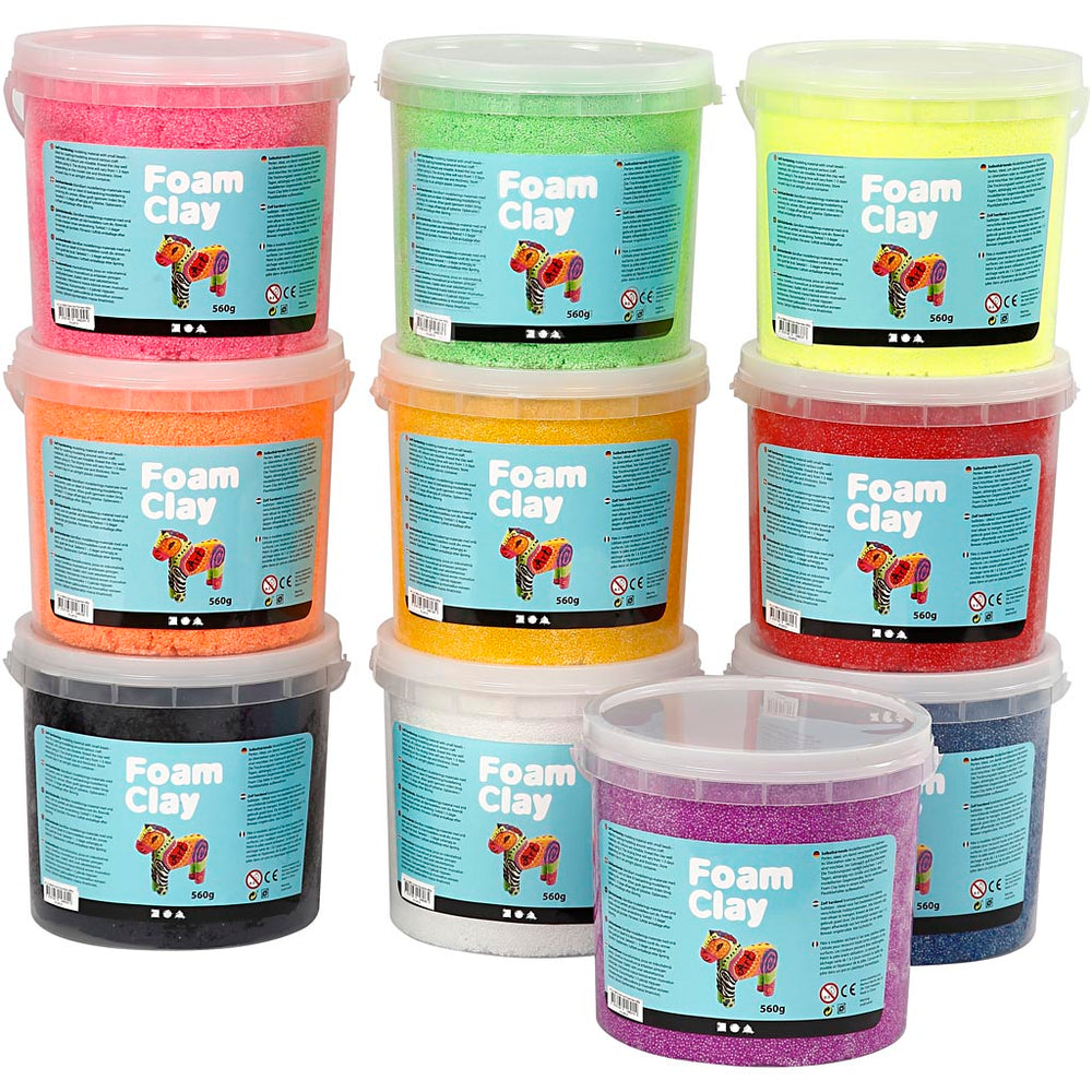 Foam clay ®, various colours, 10x560 gr 1 box