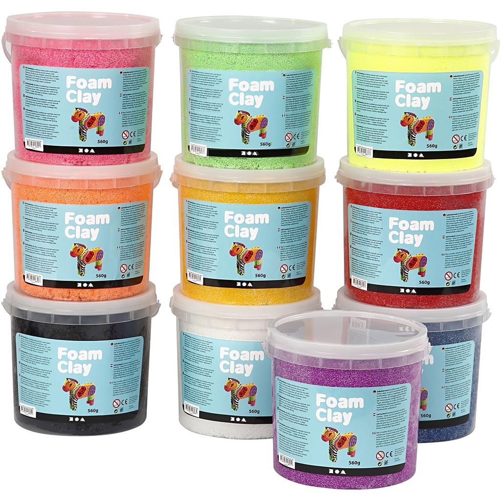 Foam clay ®, various colours, 10x560 gr 1 box