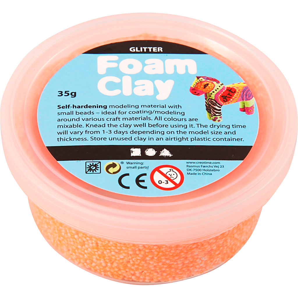 Foam clay®, glitter, orange, 35 gr 1 box
