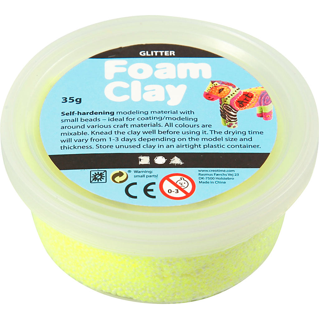Foam clay®, glitter, yellow, 35 gr 1 box