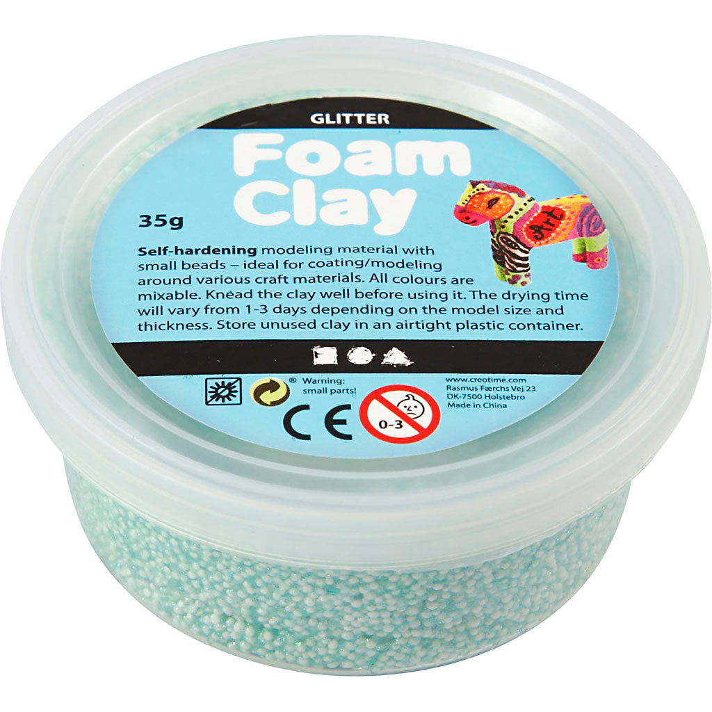 Foam clay®, glitter, light green, 35 gr 1 box