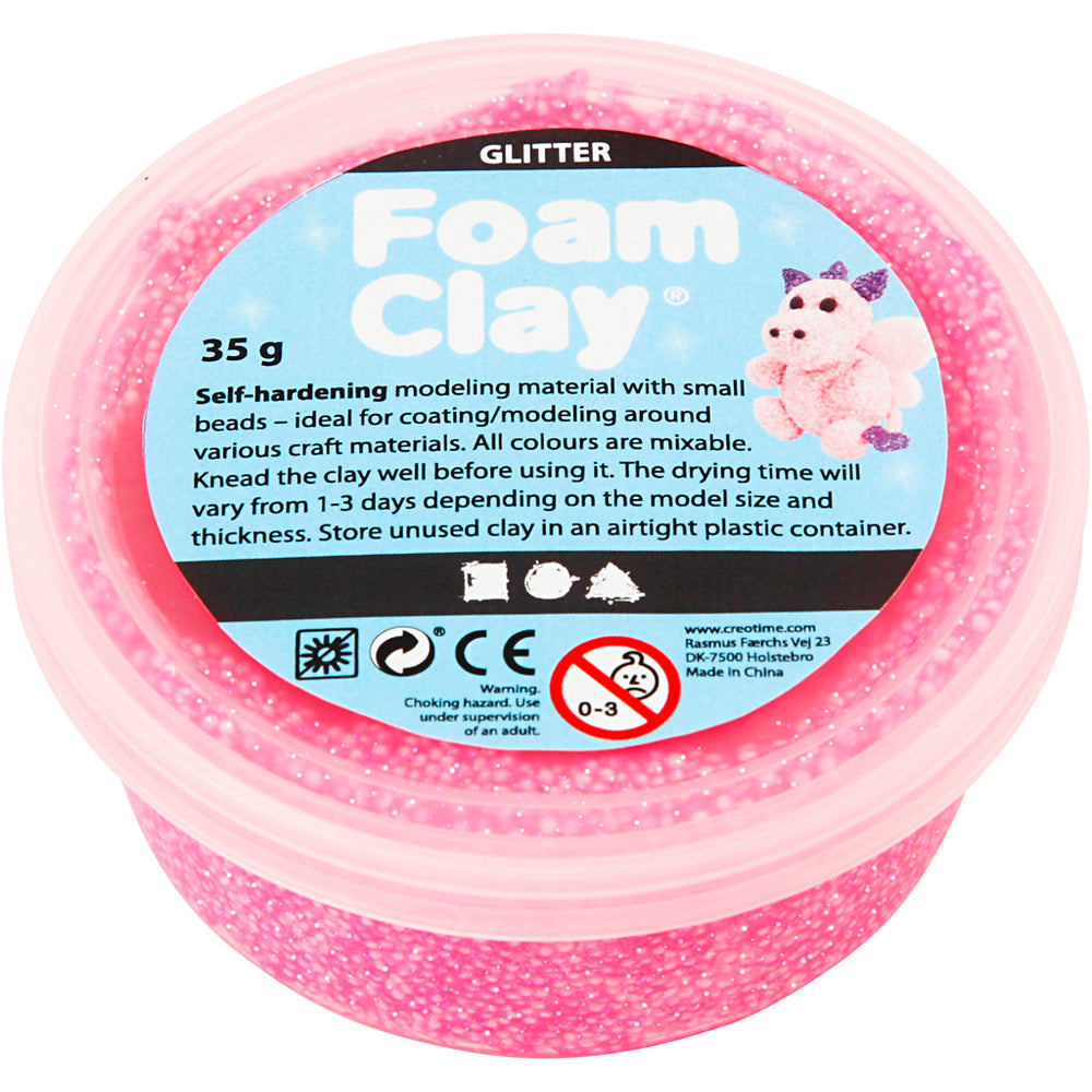 Foam clay®, glitter, pink, 35 gr 1 box