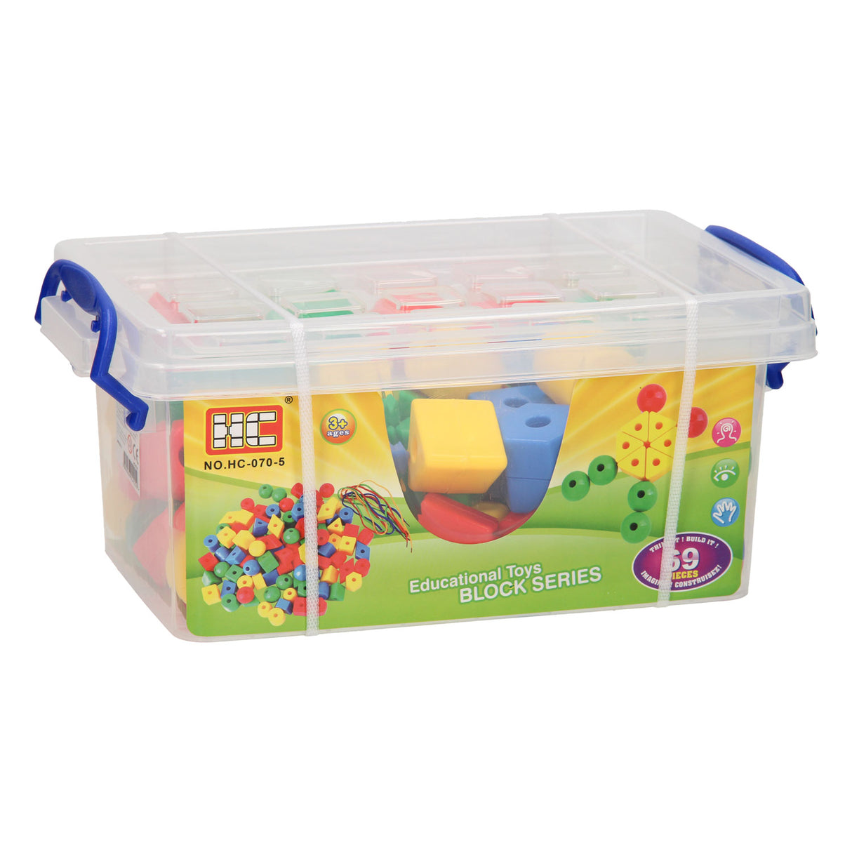 Mega beads in storage box, 69pcs.