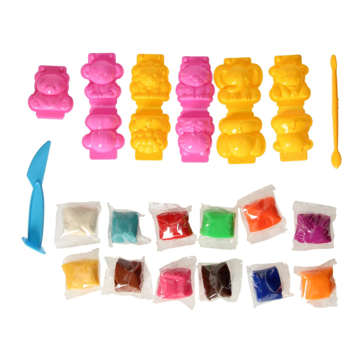 Clay set in storage box wild animal shapes