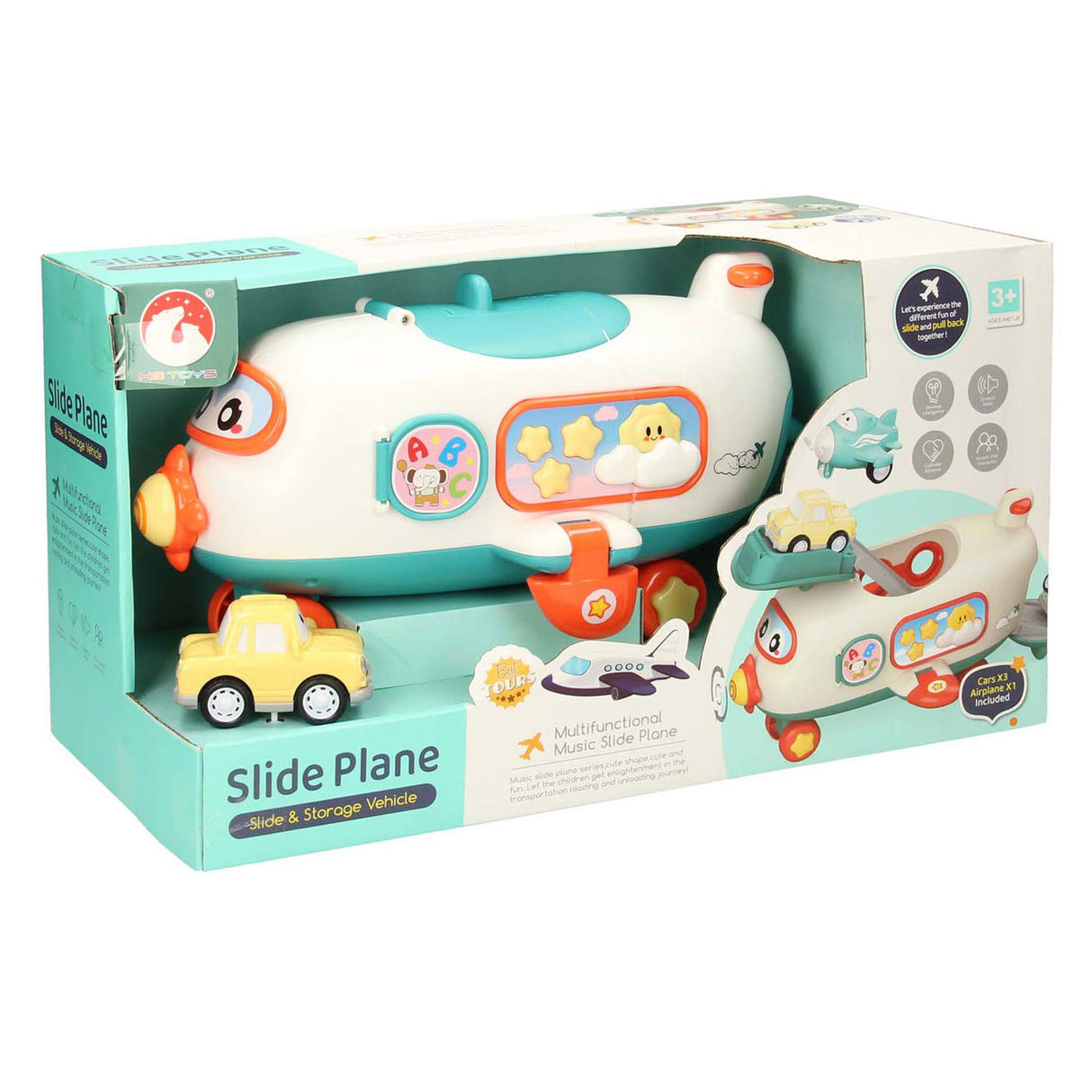 Set de juego de avión de pasajeros con vehículos.