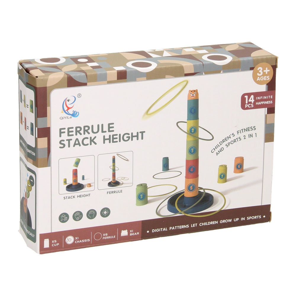 Stacking tower and ring toss game 2 in 1
