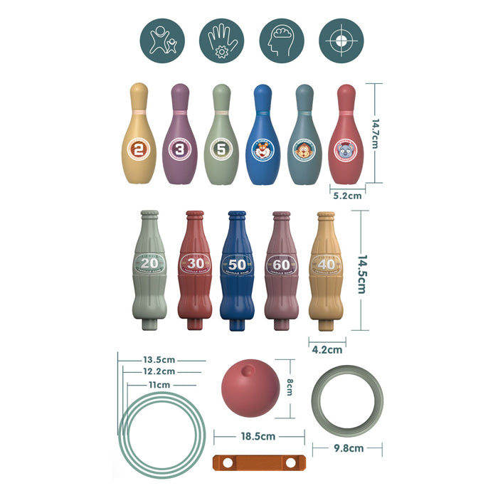 Jeu de bowling à lancer d'anneaux 2 en 1