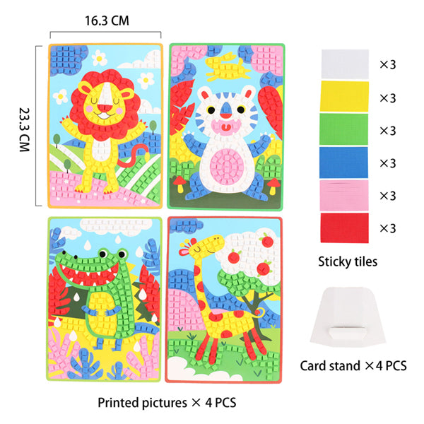 Mosaic collage wild animals craft kit