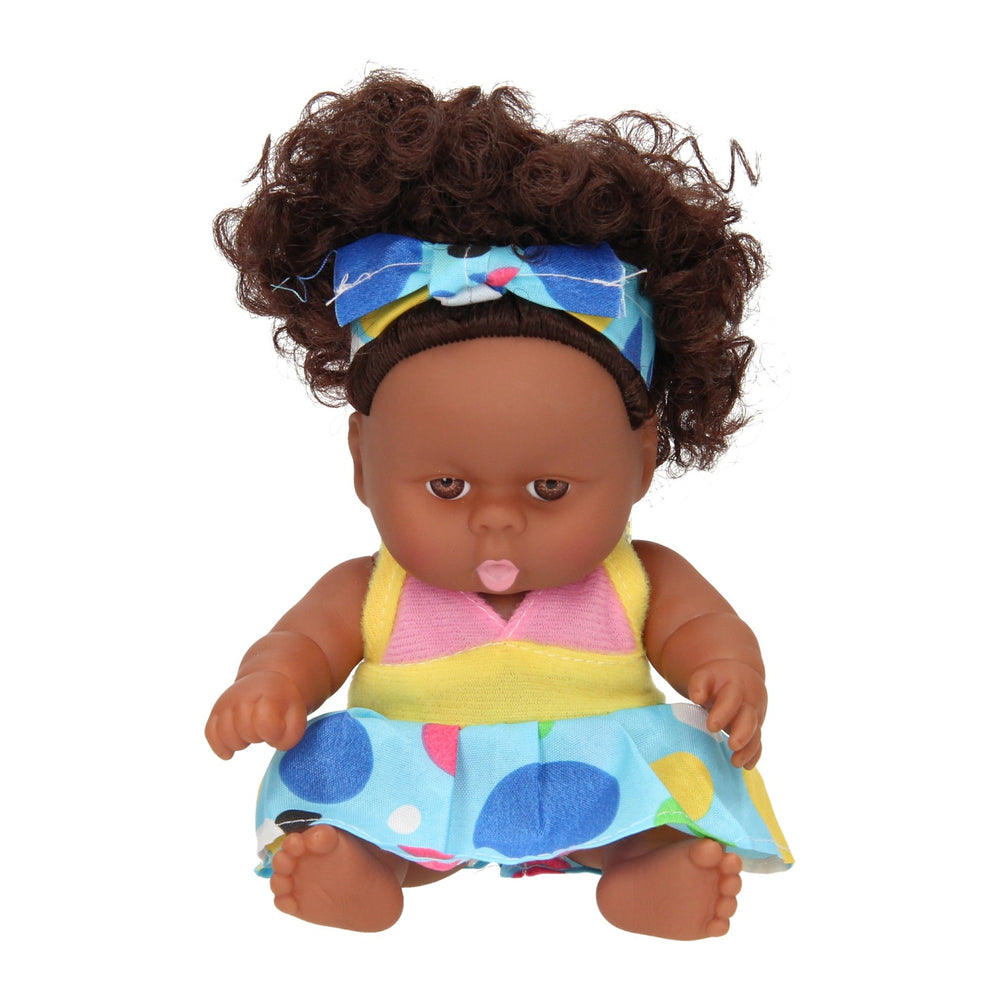 Babydukkekrøller med kjole, 22cm