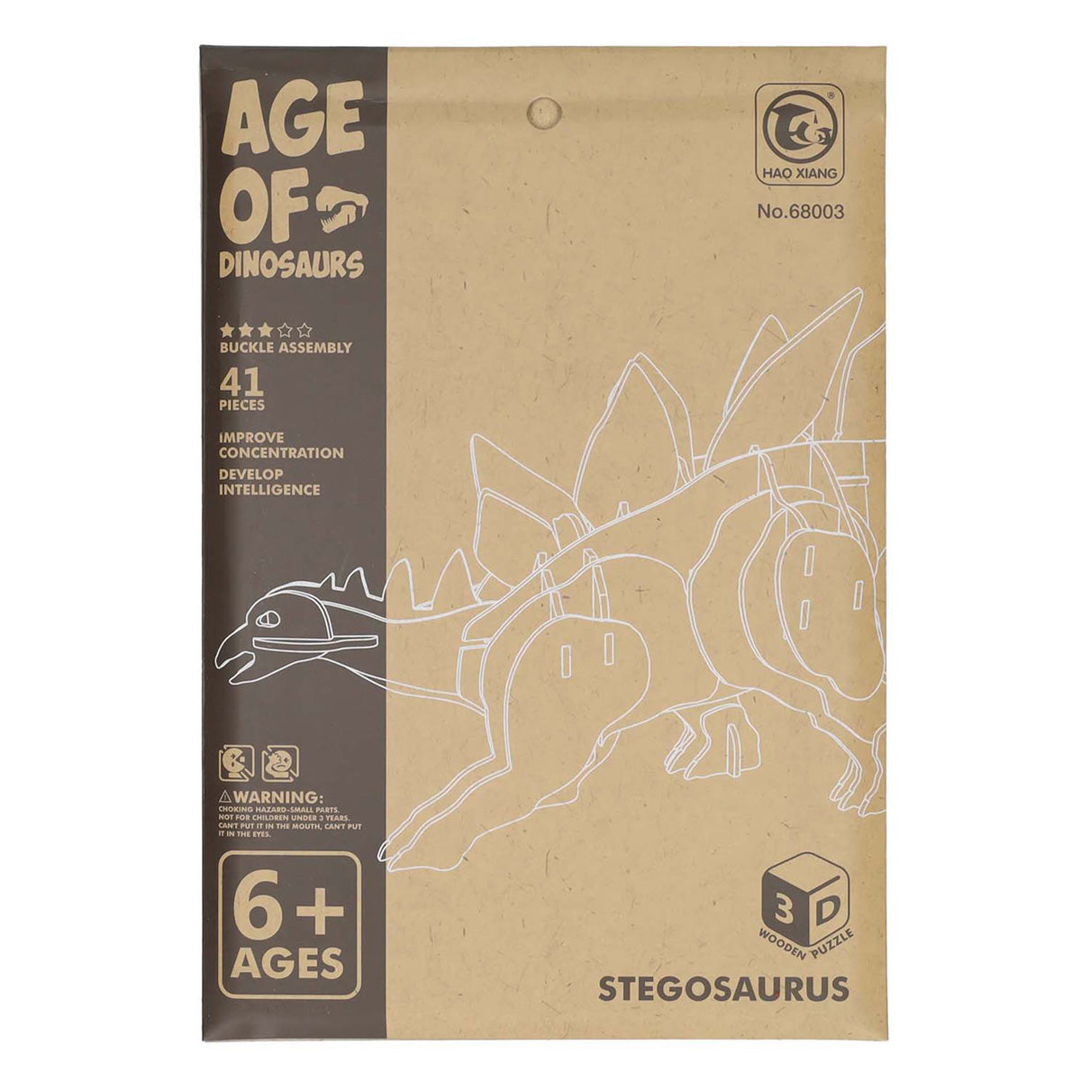 Wooden construction kit dino 3d stegosaurus