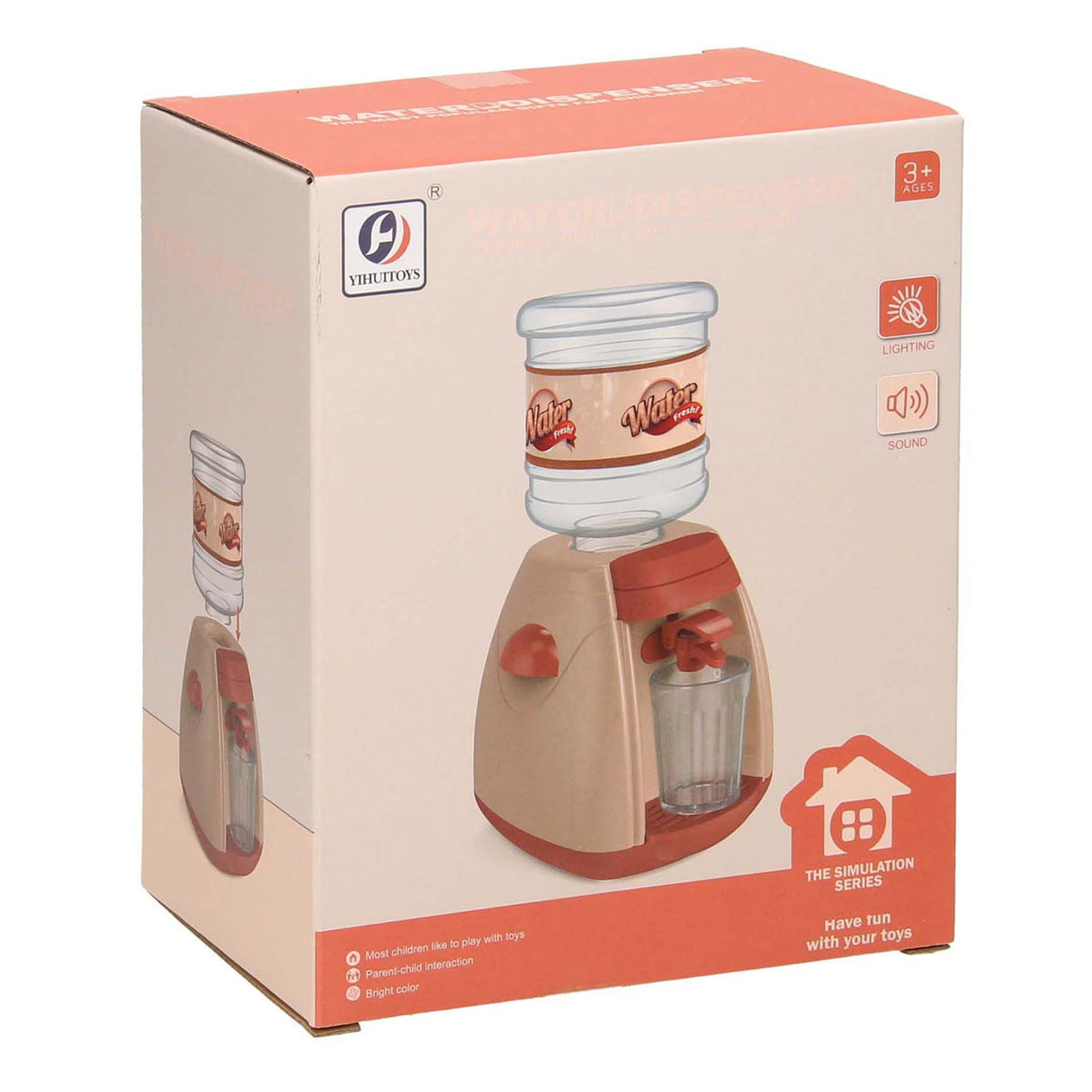 Waterdispenser met licht en geluid