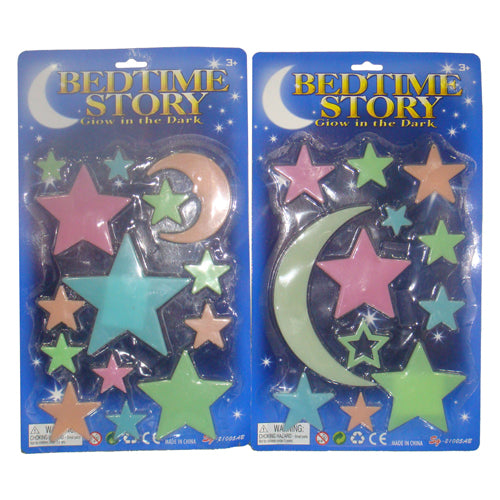 Glow in the dark set color moon and stars