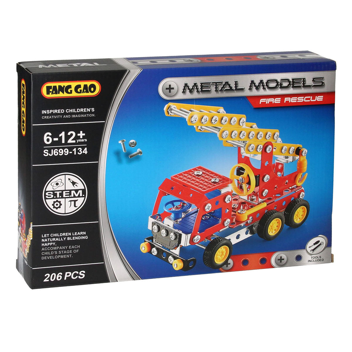 Metal construction kit fire brigade ladder truck, 206 pcs.