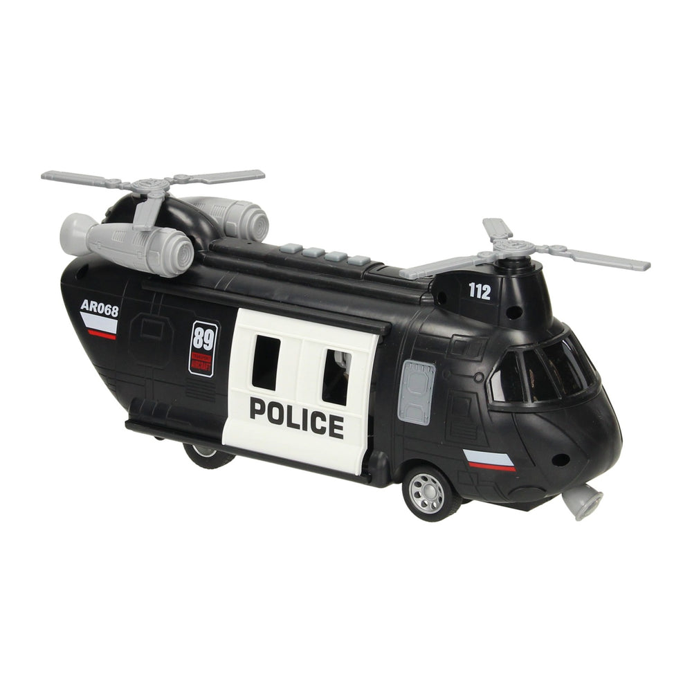 Elicottero della polizia con luci e suoni
